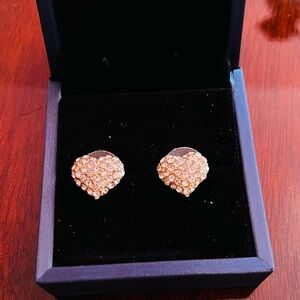 RHINESTONE HEART SHAPED PIERCED EARRINGS